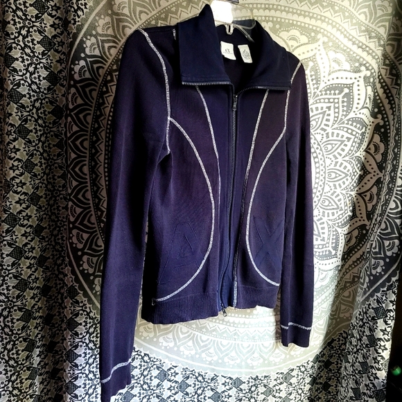 A/X Armani Exchange Jackets & Blazers - A/X Armani Exchange, Glitter Seams Zip Up Sweater